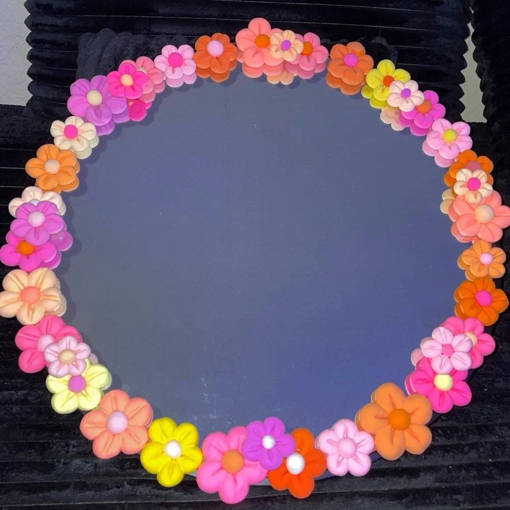 Handmade Clay Flower Mirror | Wall Decor | 20 inch